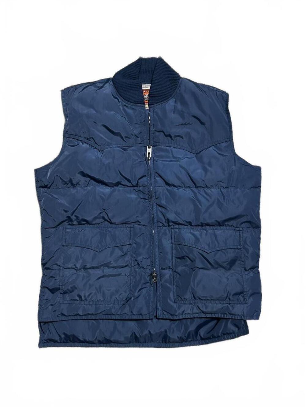Vintage 80s Pioneer Wear Navy Blue Puffer Navy Vest Size M/L
